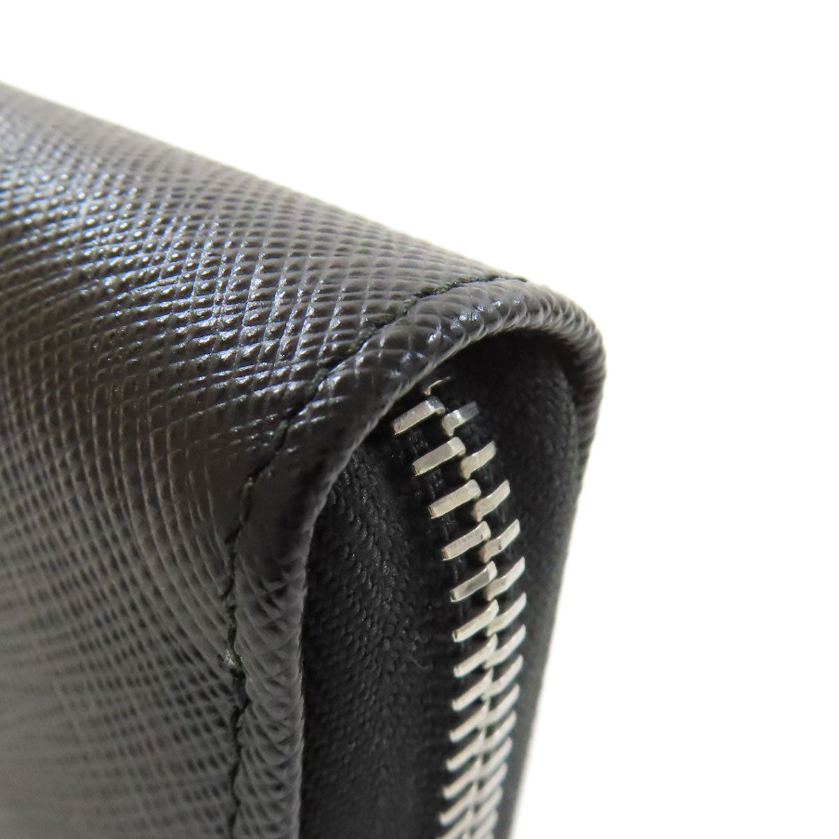 PRADA Long Wallet Purse leather black logoMetal Women Used Authentic