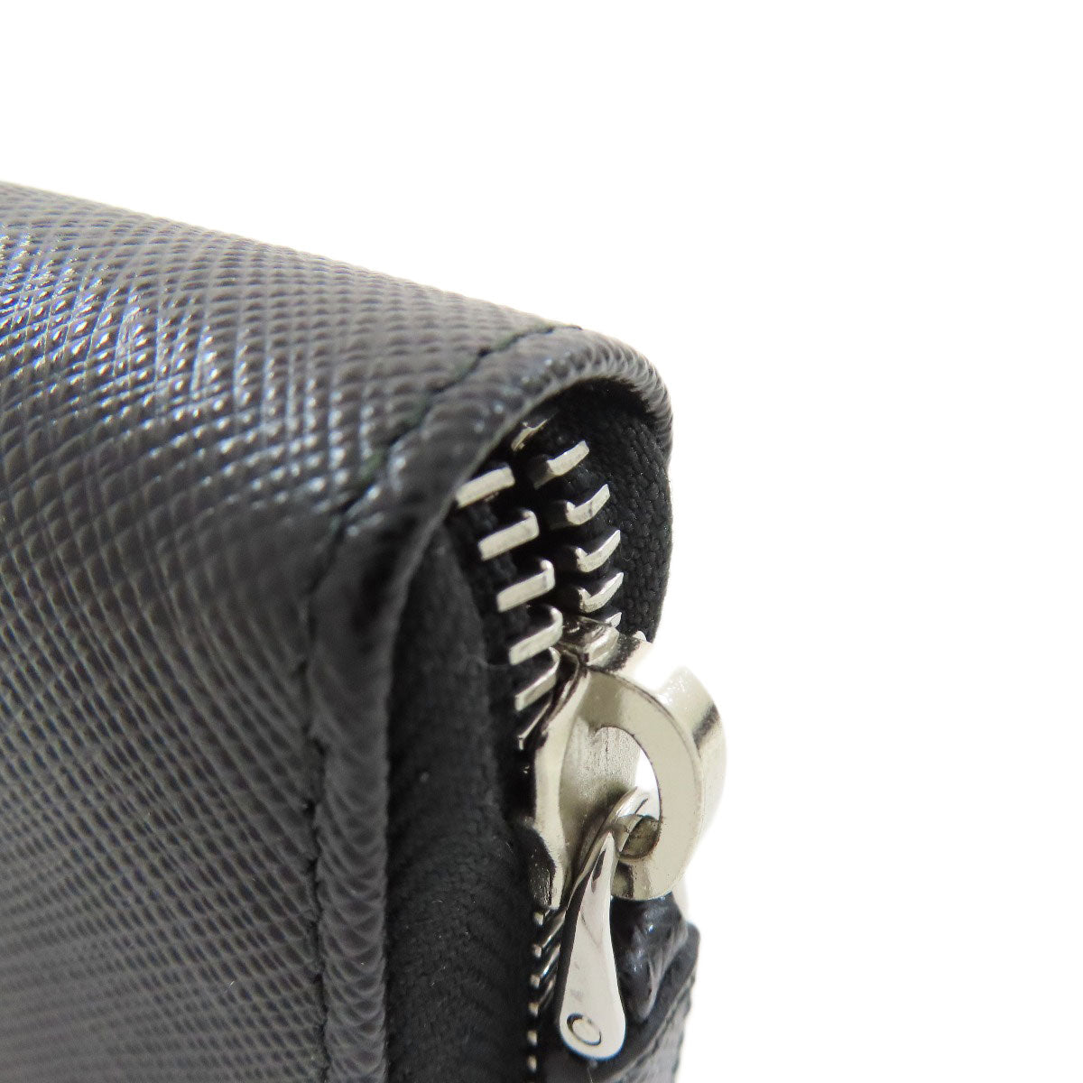 PRADA Long Wallet Purse leather black logoMetal Women Used Authentic