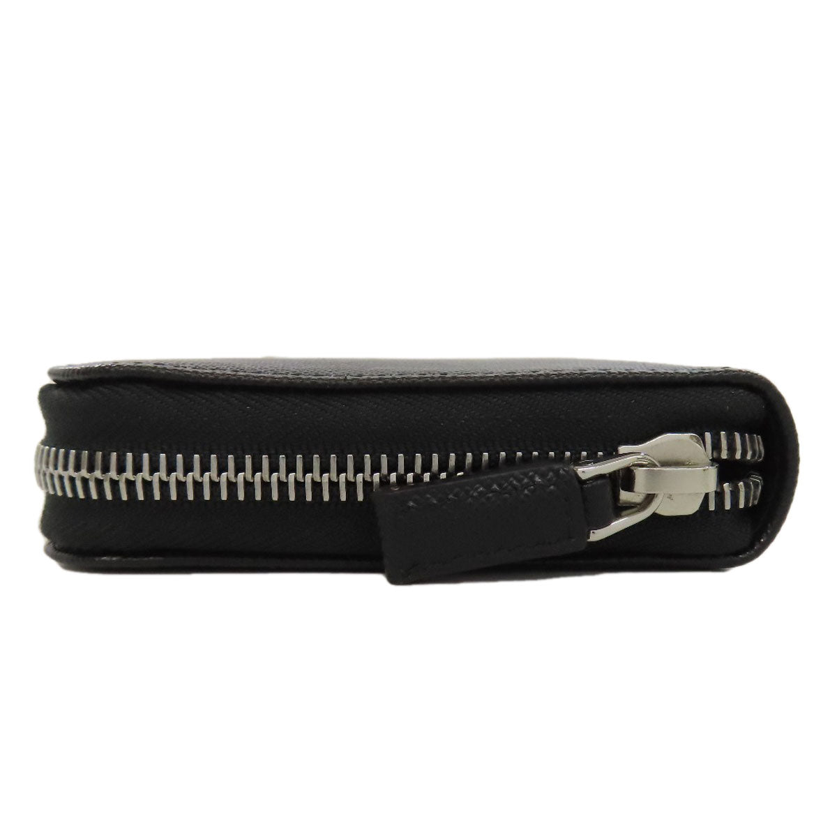 PRADA Long Wallet Purse leather black logoMetal Women Used Authentic