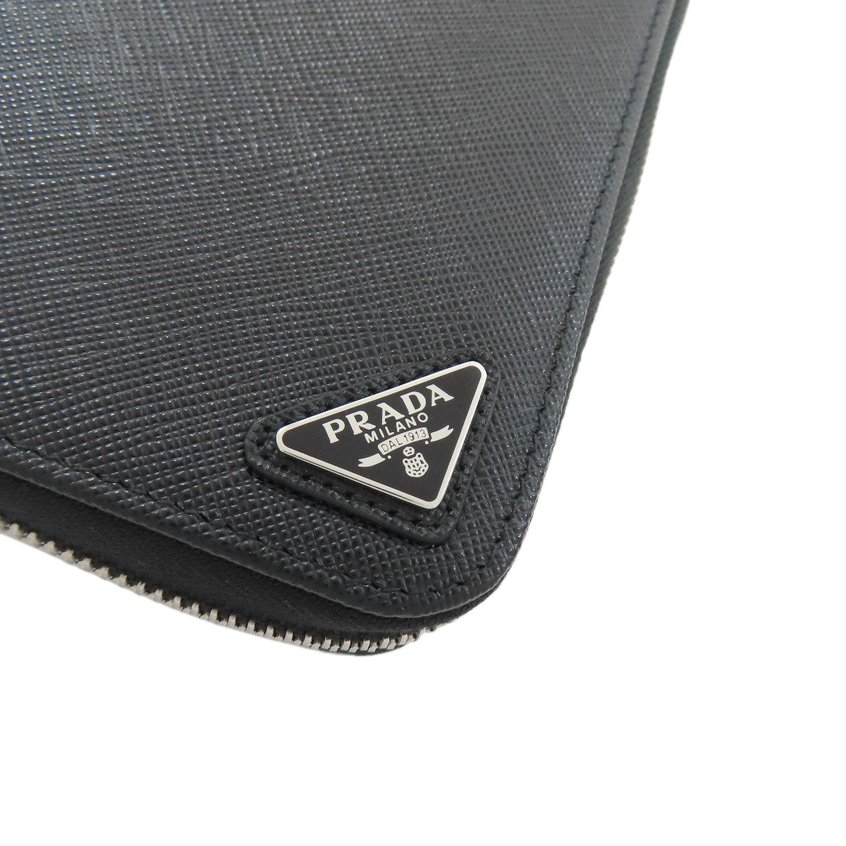 PRADA Long Wallet Purse leather black logoMetal Women Used Authentic
