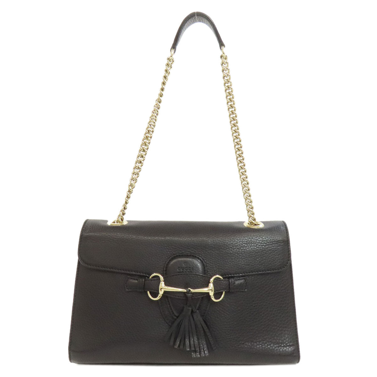 GUCCI Shoulder Bag 295408 leather black one belt horsebit Women Used Authentic