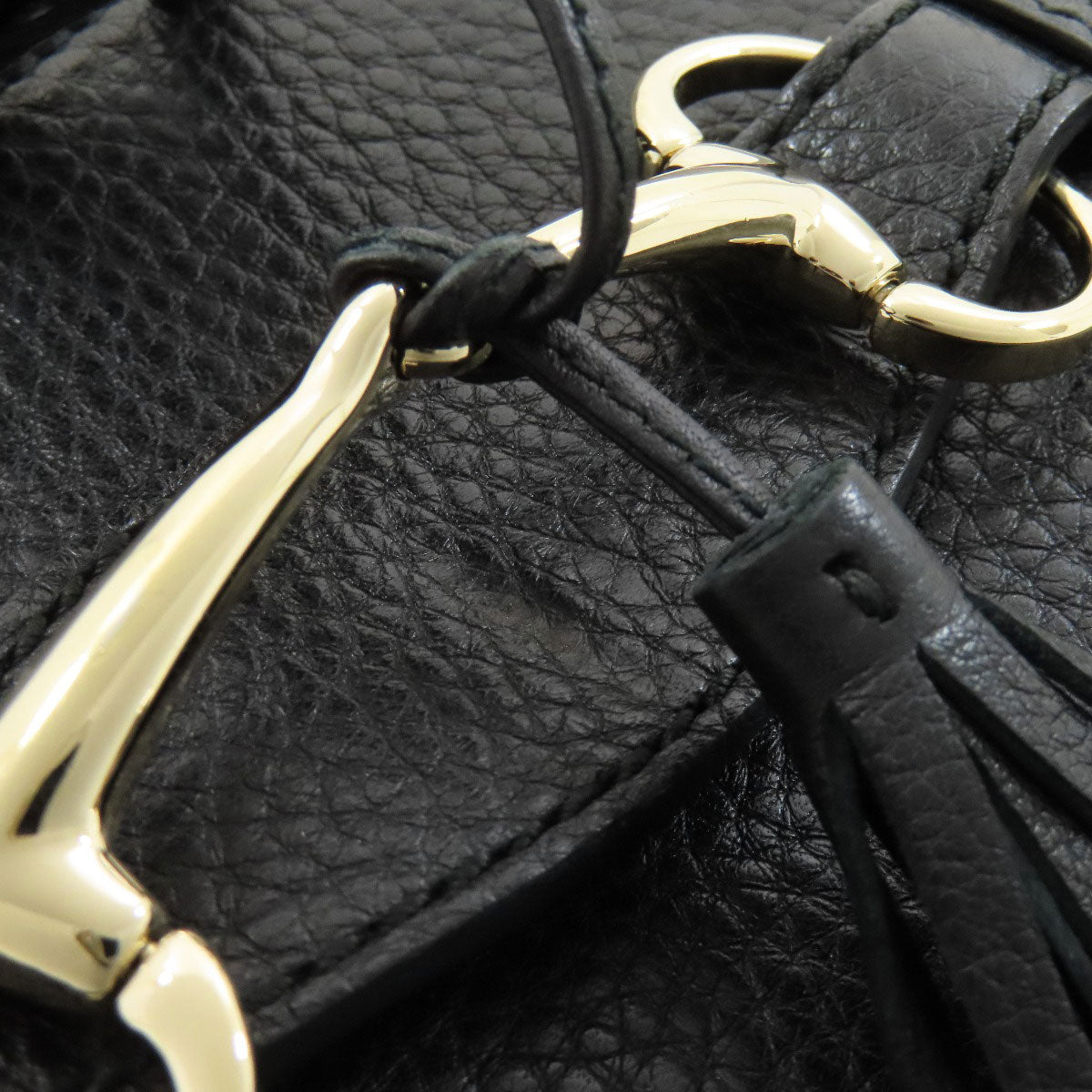 GUCCI Shoulder Bag 295408 leather black one belt horsebit Women Used Authentic
