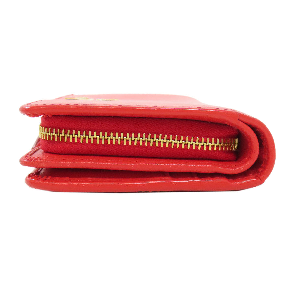 PRADA Bifold Wallet 1ML018 leather Red logo Women Used Authentic