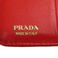 PRADA Bifold Wallet 1ML018 leather Red logo Women Used Authentic
