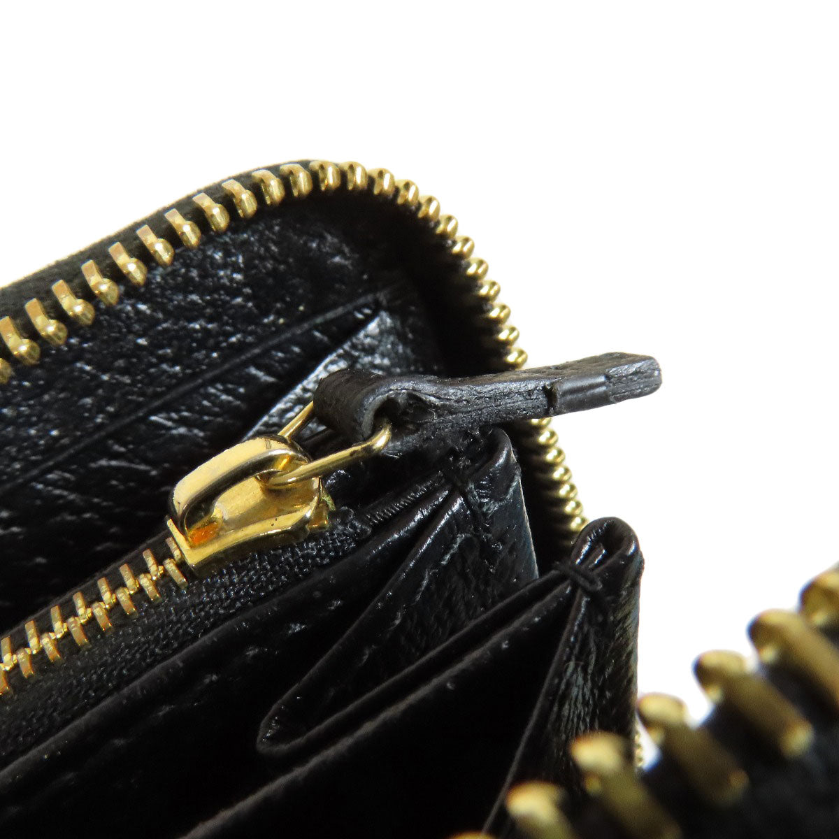 GUCCI Long Wallet Purse 700484 leather black Zip Around Horsebit Women Used Authentic