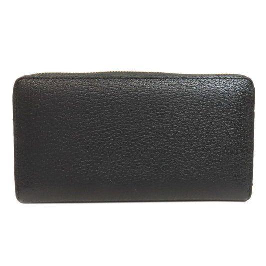 GUCCI Long Wallet Purse 700484 leather black Zip Around Horsebit Women Used Authentic