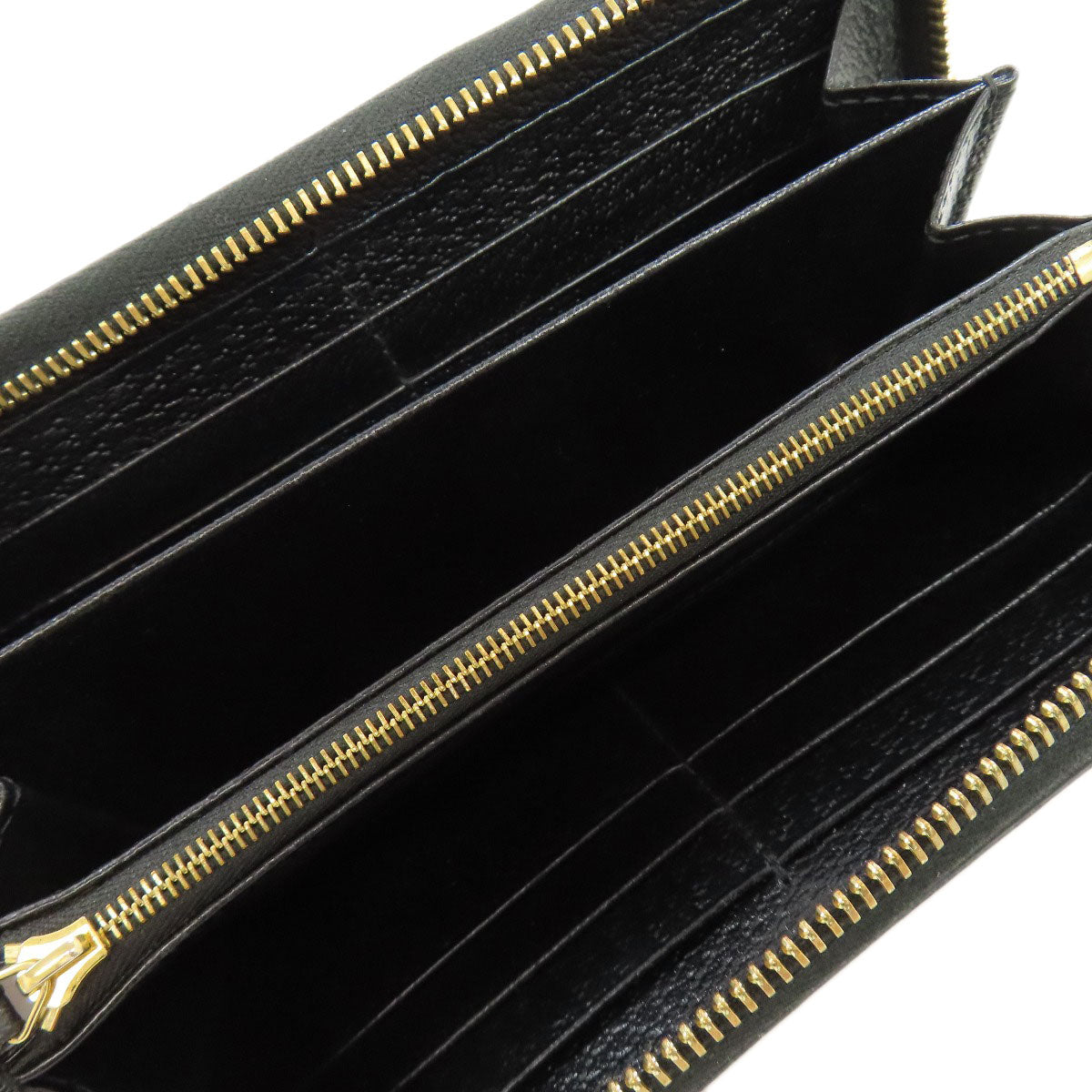 GUCCI Long Wallet Purse 700484 leather black Zip Around Horsebit Women Used Authentic