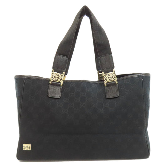 GUCCI Tote Bag 145758 canvas black GG Women Used Authentic