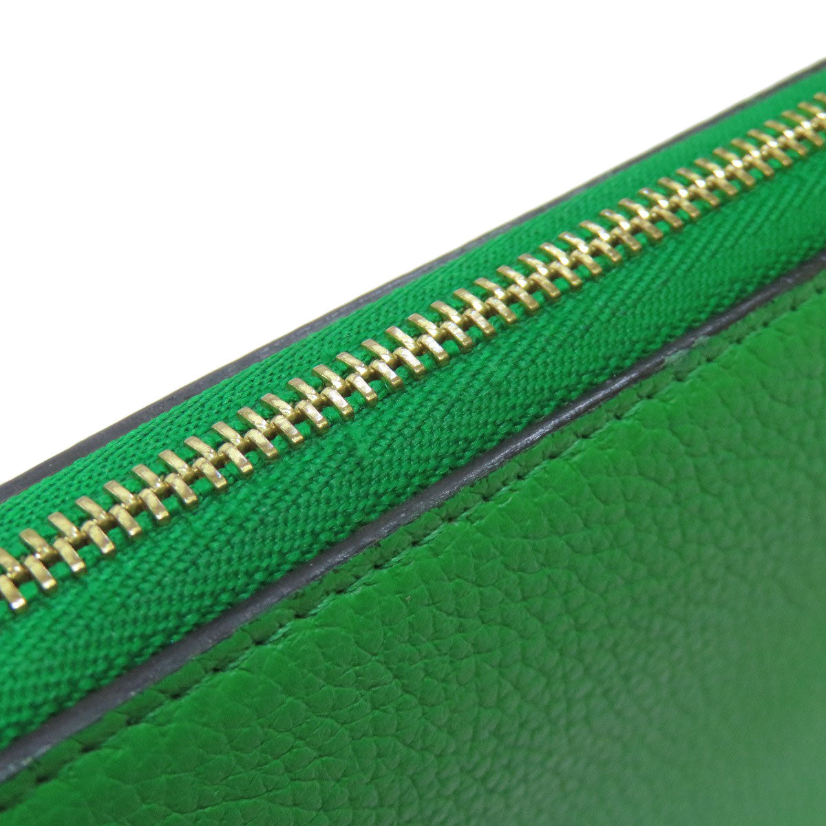 CELINE Long Wallet Purse leather green logo Women Used Authentic