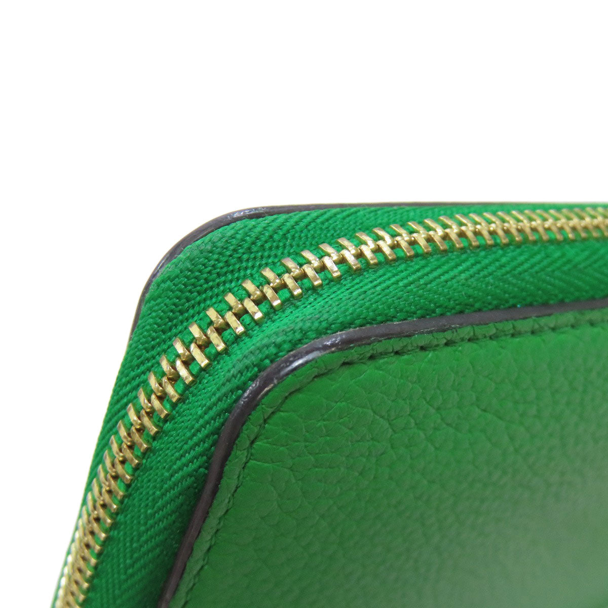 CELINE Long Wallet Purse leather green logo Women Used Authentic