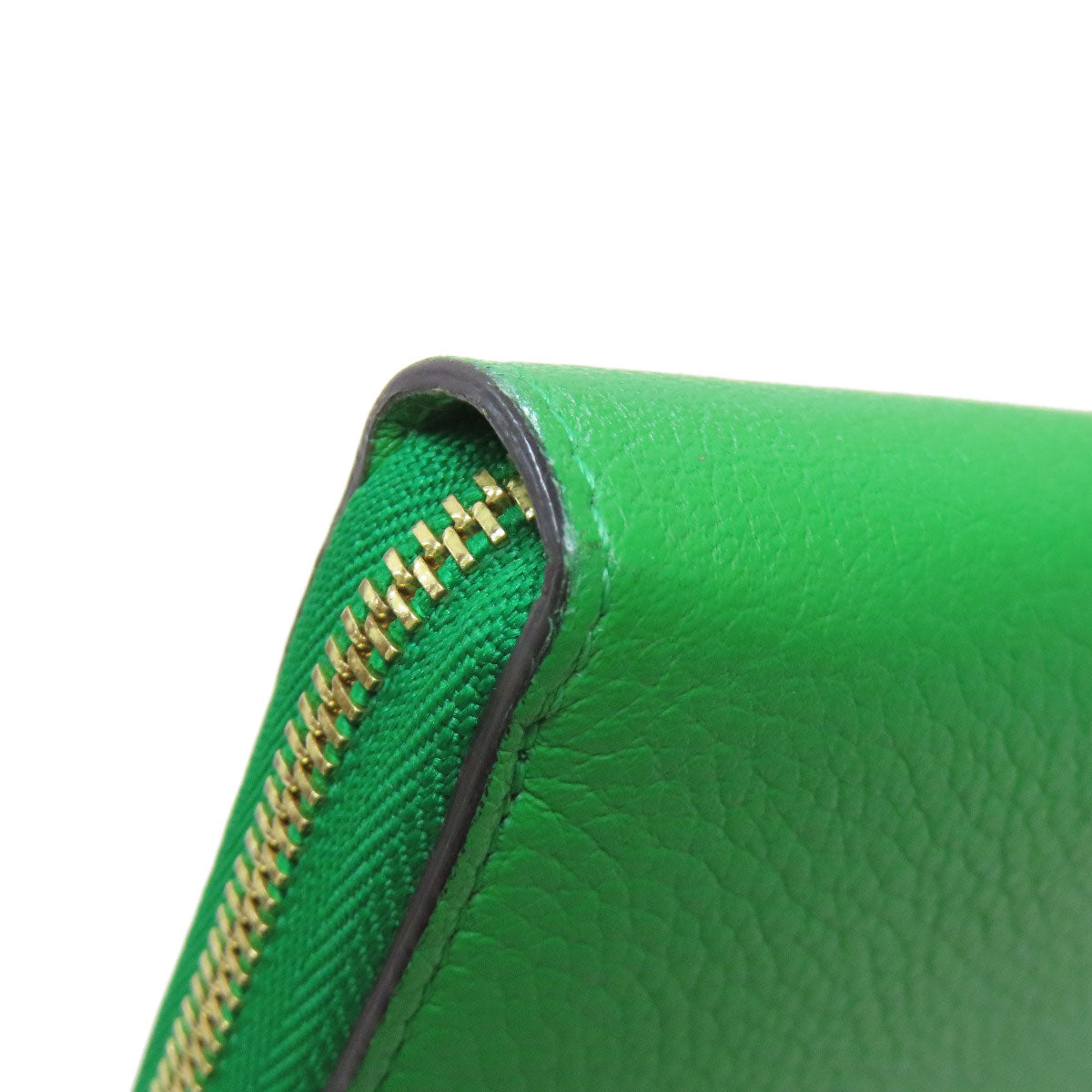 CELINE Long Wallet Purse leather green logo Women Used Authentic