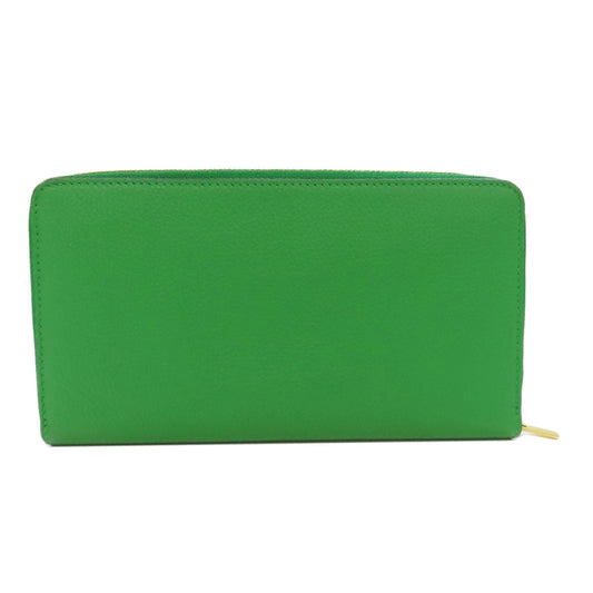 CELINE Long Wallet Purse leather green logo Women Used Authentic