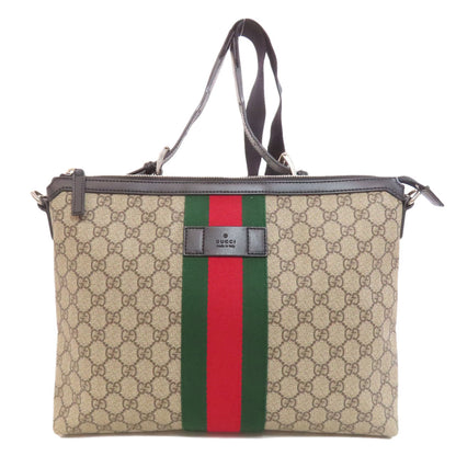GUCCI Shoulder Bag 523335 PVC Brown GG Supreme Medium Messenger Women Used Authentic