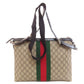 GUCCI Shoulder Bag 523335 PVC Brown GG Supreme Medium Messenger Women Used Authentic