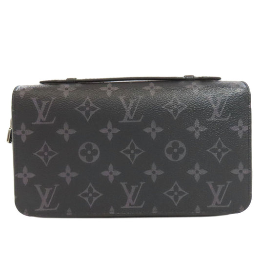 LOUIS VUITTON business bag M61698 Monogram Eclipse gray Zippy XL mens Used Authentic