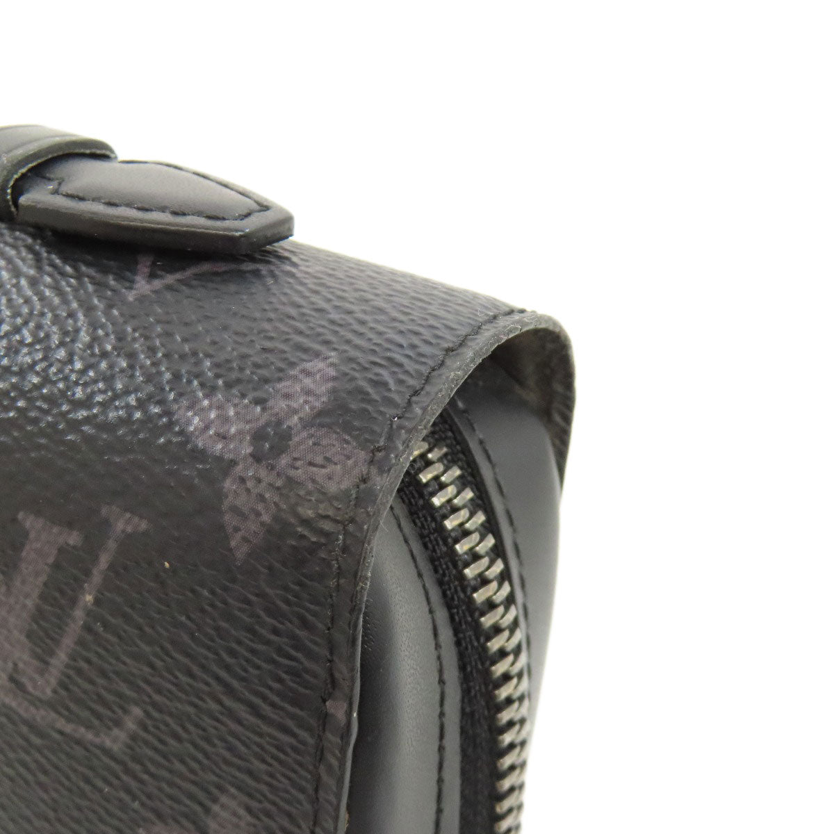 LOUIS VUITTON business bag M61698 Monogram Eclipse gray Zippy XL mens Used Authentic