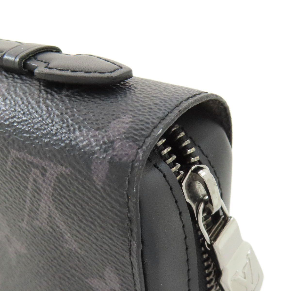 LOUIS VUITTON business bag M61698 Monogram Eclipse gray Zippy XL mens Used Authentic