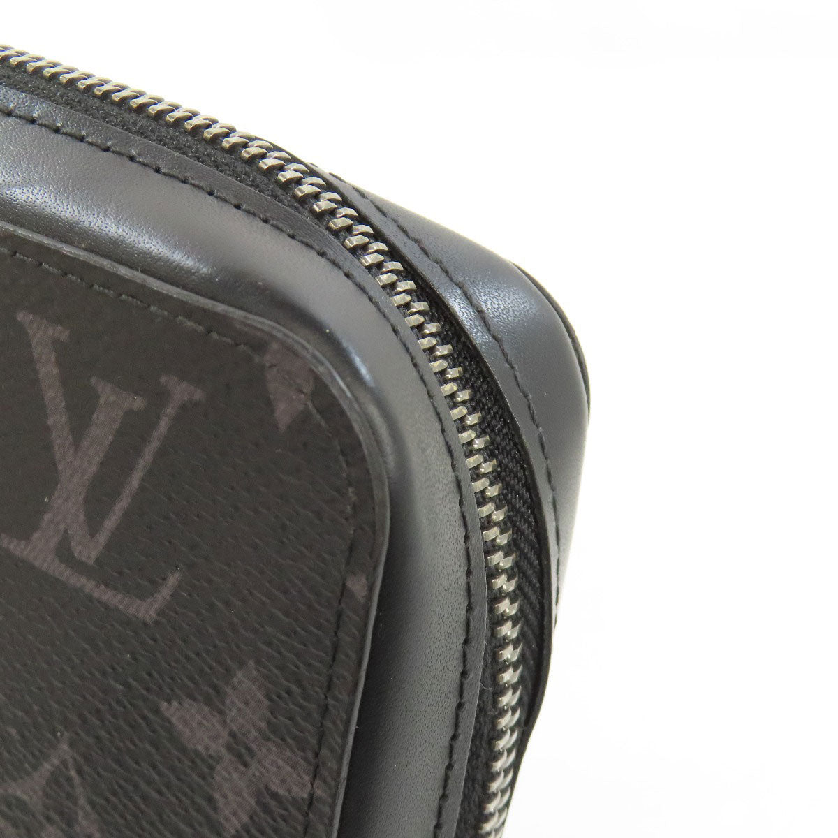 LOUIS VUITTON business bag M61698 Monogram Eclipse gray Zippy XL mens Used Authentic