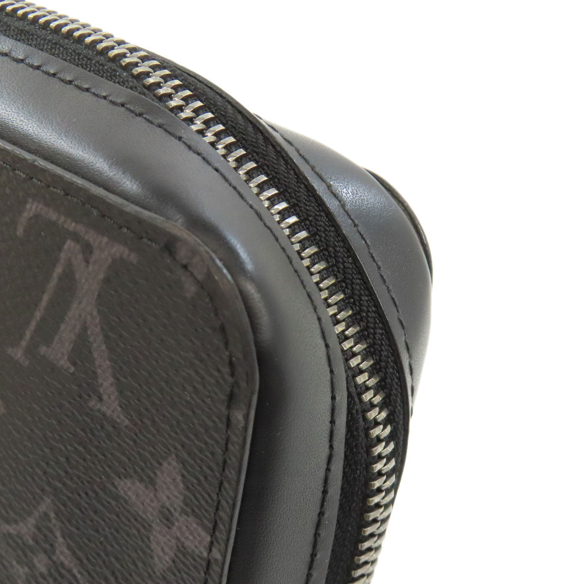 LOUIS VUITTON business bag M61698 Monogram Eclipse gray Zippy XL mens Used Authentic