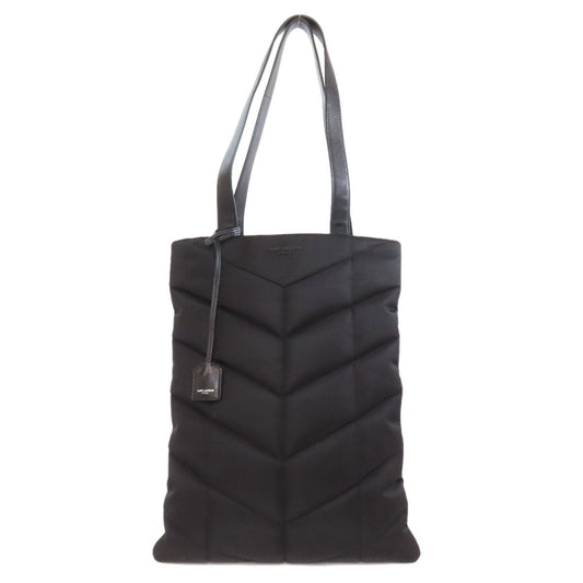 SAINT LAURENT Tote Bag Nylon black logo Women Used Authentic