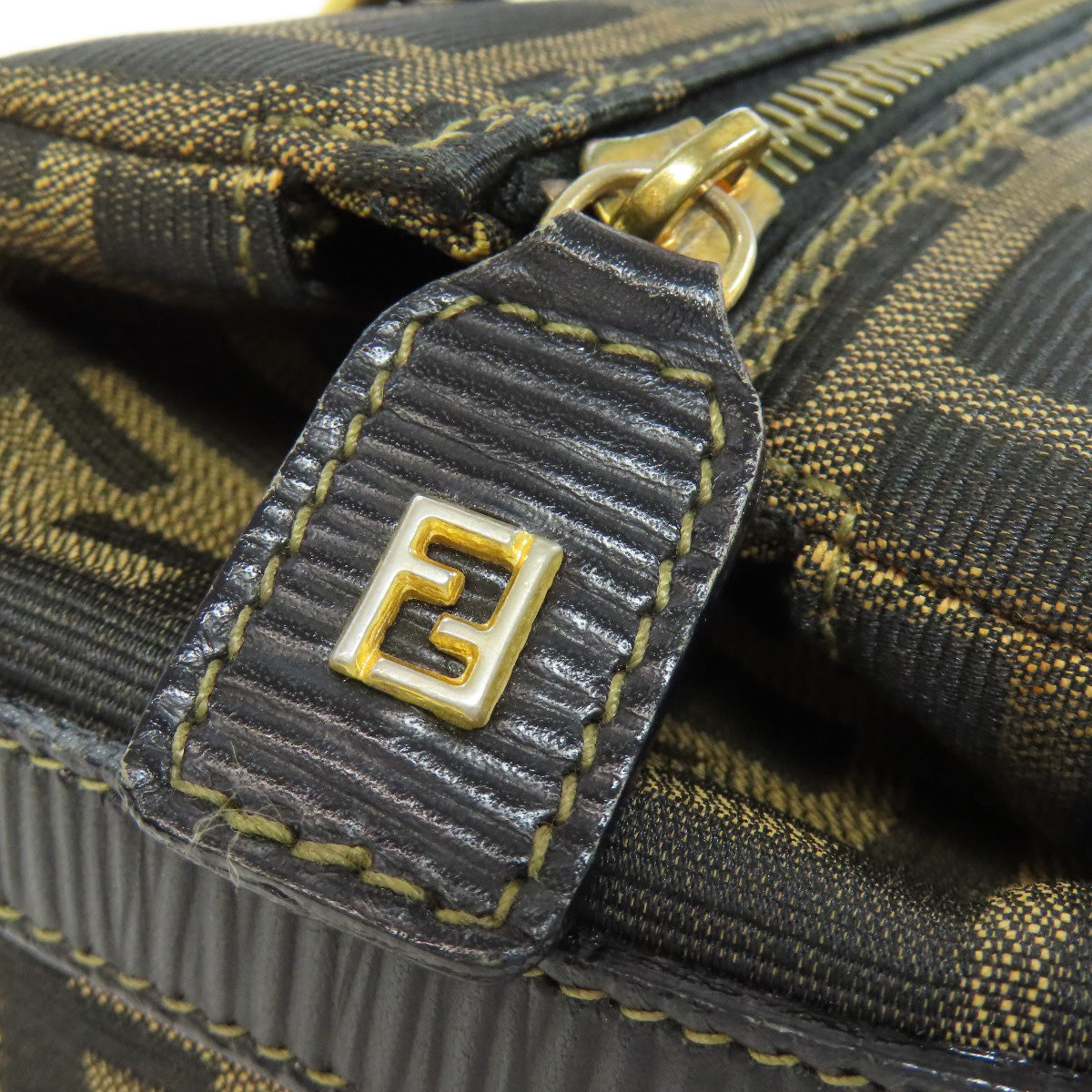 FENDI Handbag canvas Brown Zucca Pattern Women Used Authentic