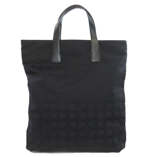 CHANEL Tote Bag Nylon jacquard black New travel line Women Used Authentic