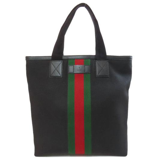 GUCCI Tote Bag 631245 Nylon black Sherry line outlet Women Used Authentic