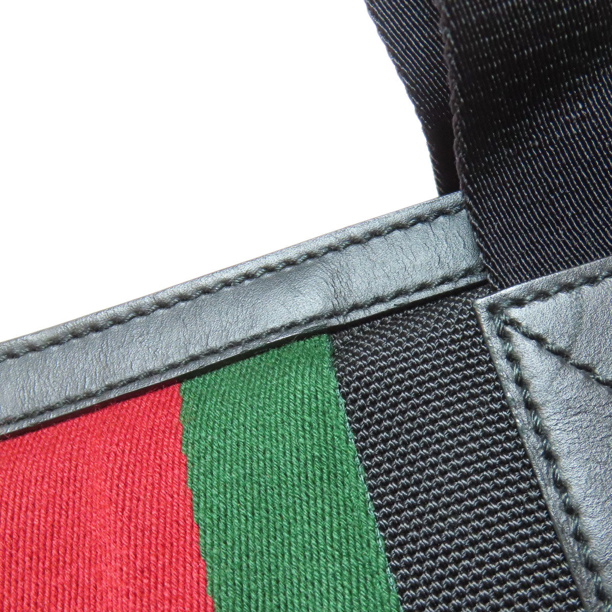 GUCCI Tote Bag 631245 Nylon black Sherry line outlet Women Used Authentic