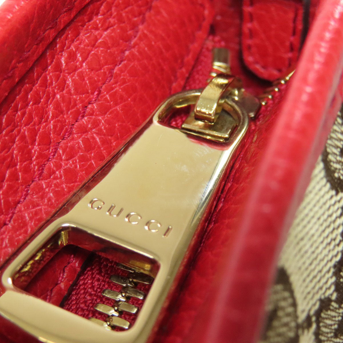 GUCCI Handbag 449241 Canvas, Leather Red GG outlet 2WAY Women Used Authentic
