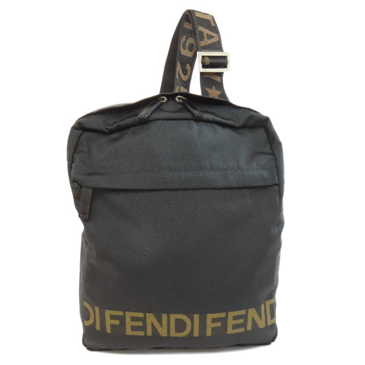 FENDI Sling bag canvas black logo Women Used Authentic
