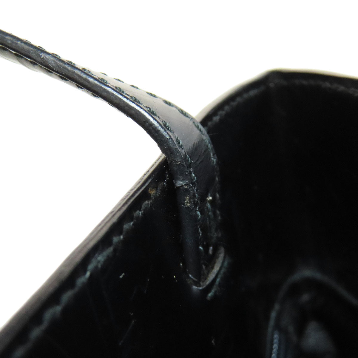 PRADA Handbag leather black LogoMetal embossed