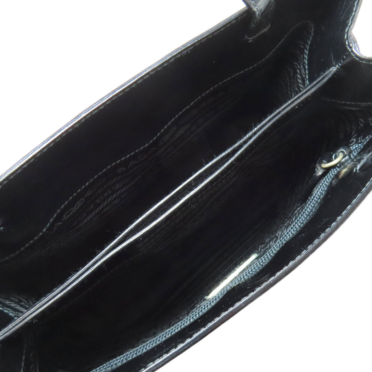 PRADA Handbag leather black LogoMetal embossed