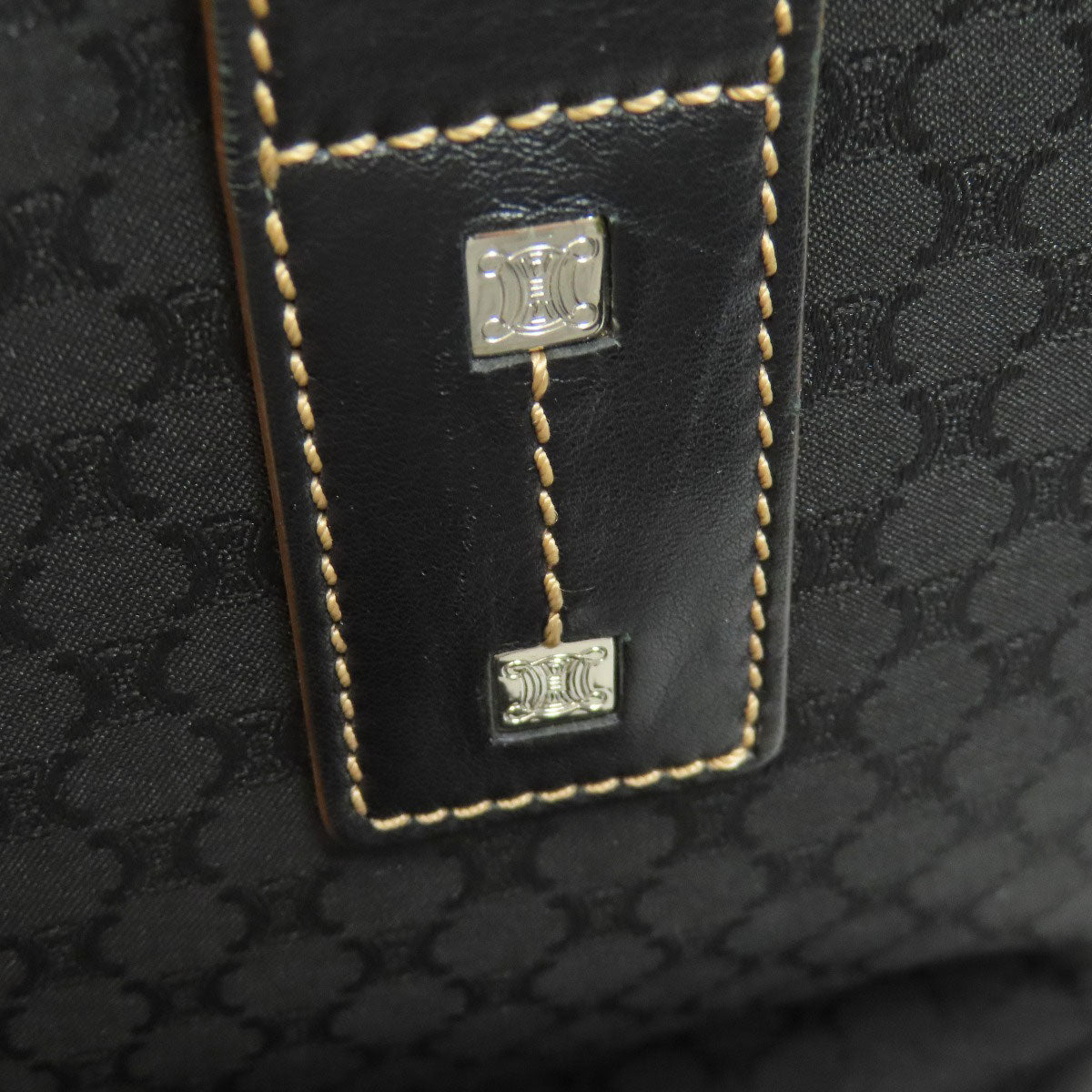 CELINE Tote Bag Nylon black Macadam Pattern Women Used Authentic
