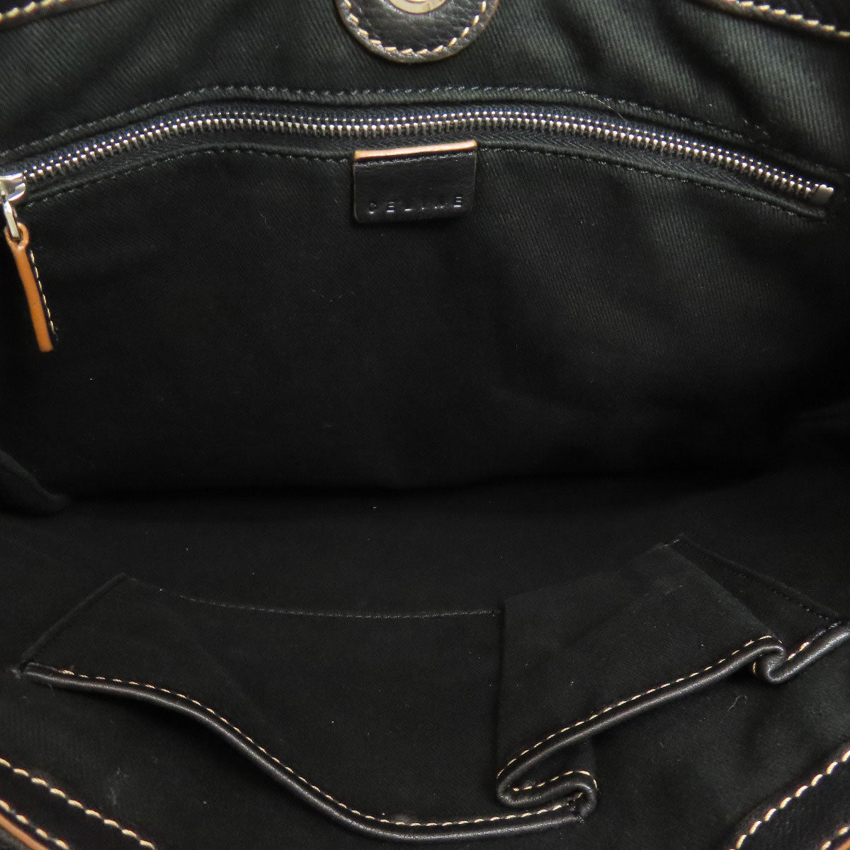 CELINE Tote Bag Nylon black Macadam Pattern Women Used Authentic