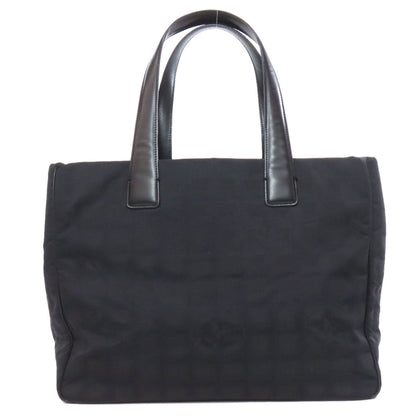 CHANEL Tote Bag Nylon jacquard black New Travel Line MM Women Used Authentic