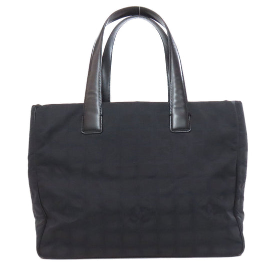 CHANEL Tote Bag Nylon jacquard black New Travel Line MM Women Used Authentic