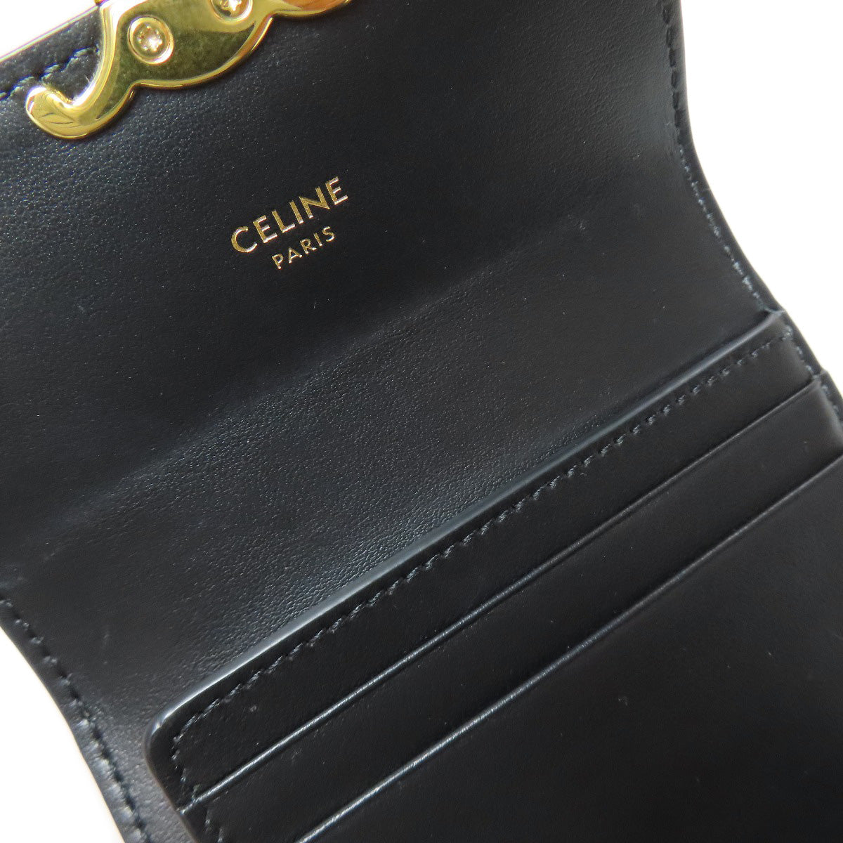 CELINE Bifold Wallet canvas Silver Triomphe Lame