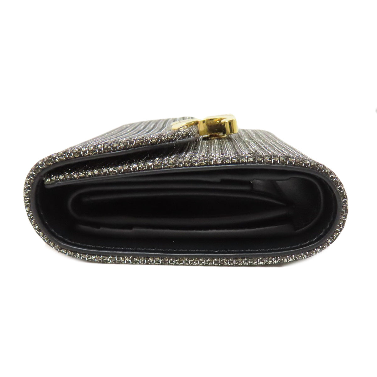 CELINE Bifold Wallet canvas Silver Triomphe Lame
