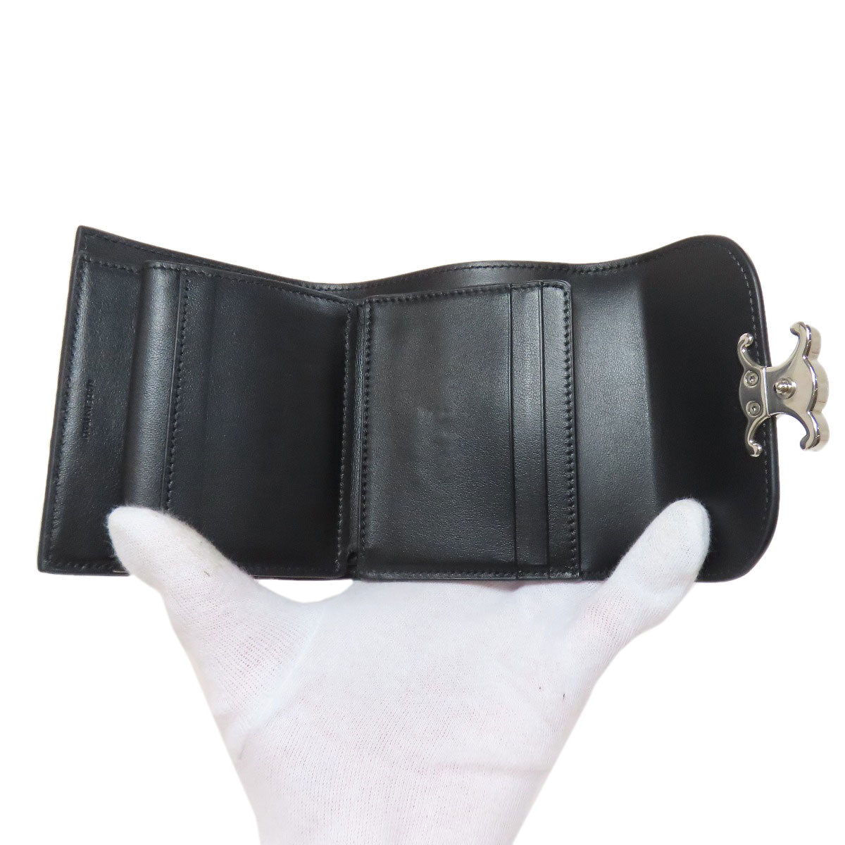 CELINE Bifold Wallet leather black Triomphe