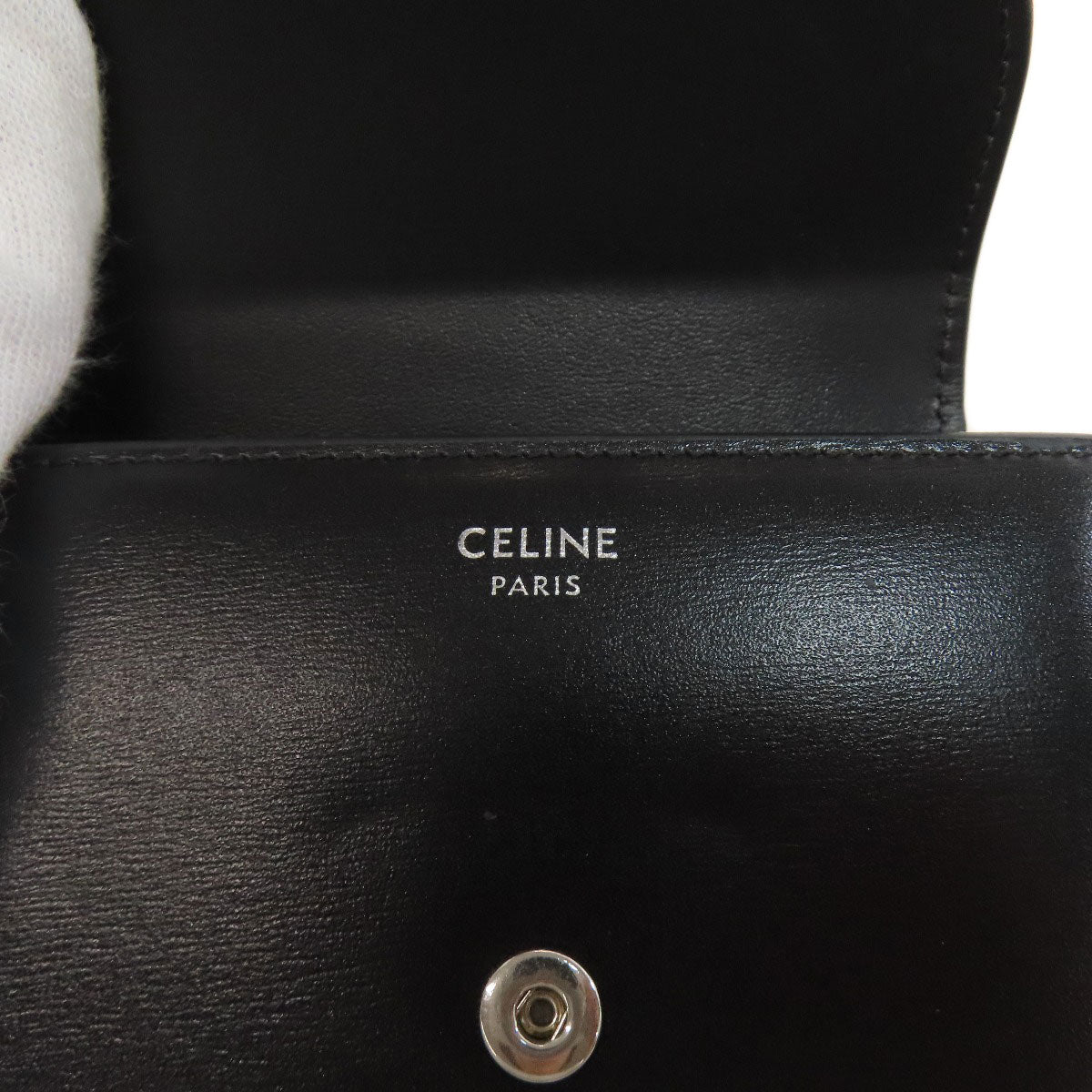 CELINE Bifold Wallet leather black Triomphe