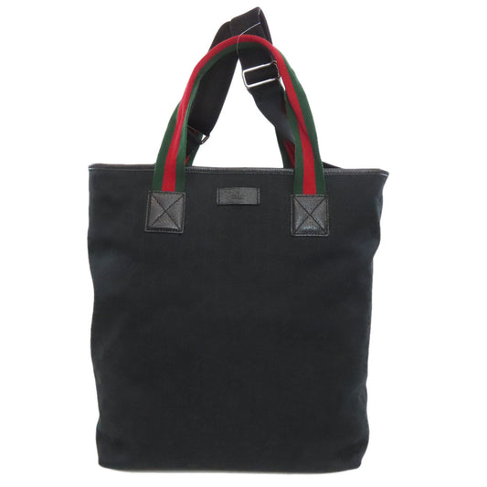 GUCCI Tote Bag 256099 canvas black GG canvas sherry line Women Used Authentic