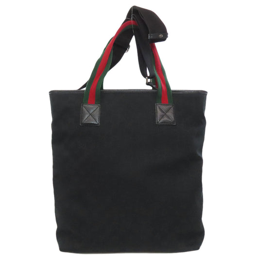 GUCCI Tote Bag 256099 canvas black GG canvas sherry line Women Used Authentic