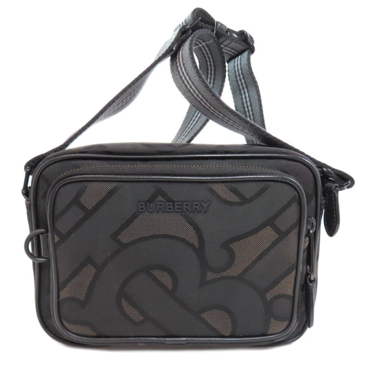 BURBERRY Shoulder Bag Nylon black B logo total pattern Women Used Authentic