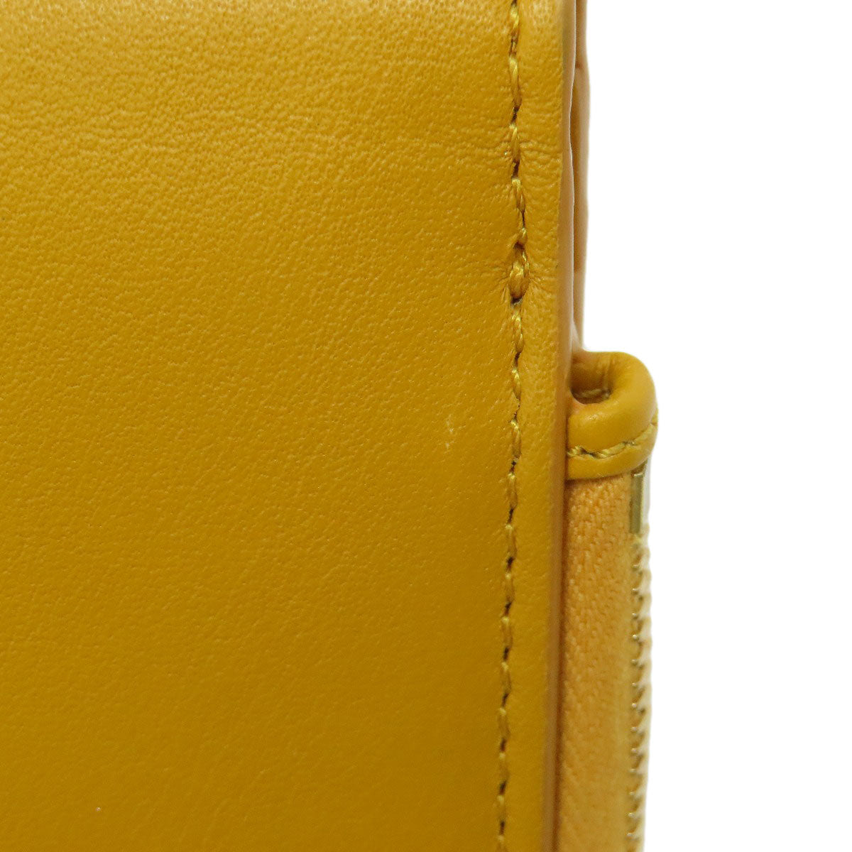FENDI Bifold Wallet leather yellow FF Cube Women Used Authentic