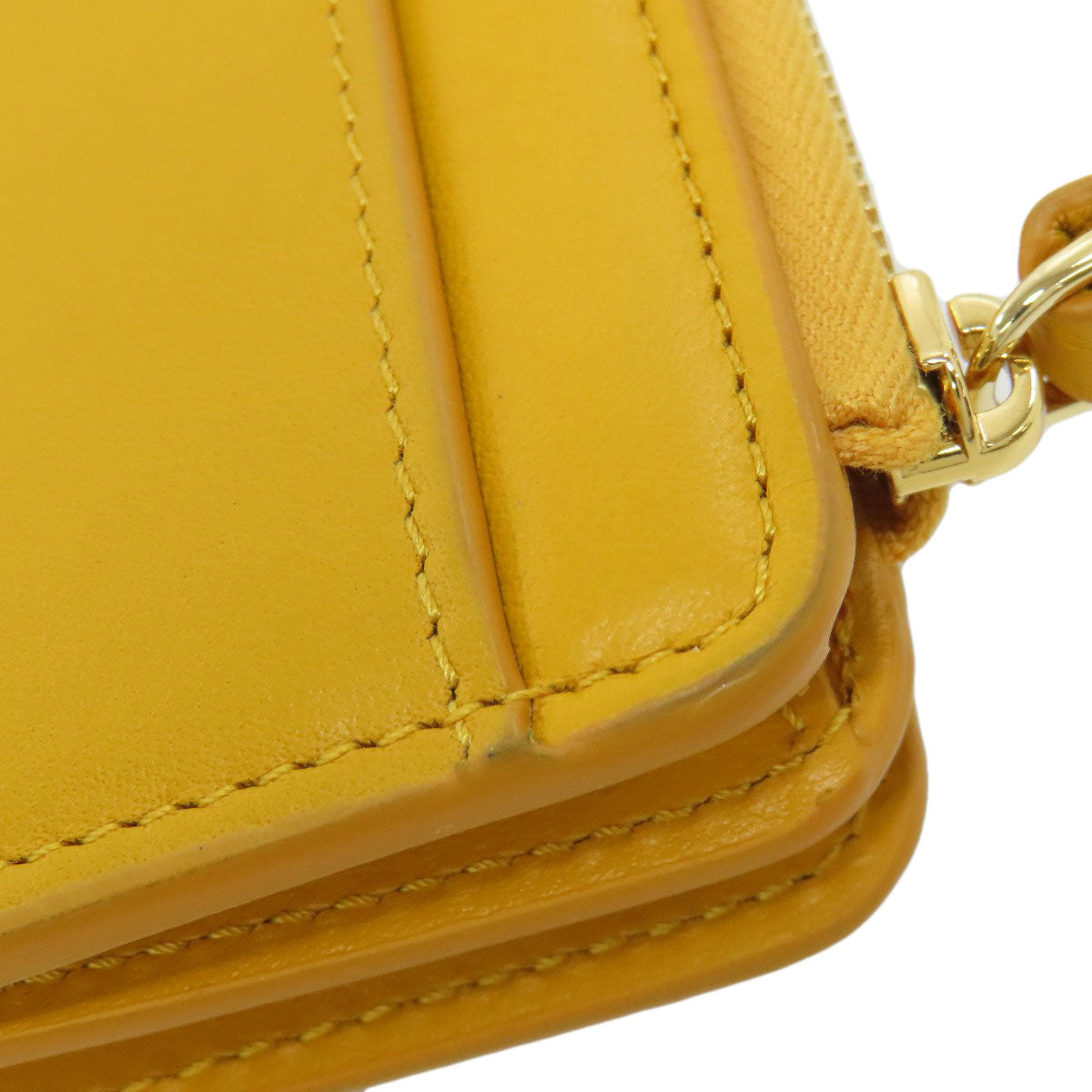 FENDI Bifold Wallet leather yellow FF Cube Women Used Authentic