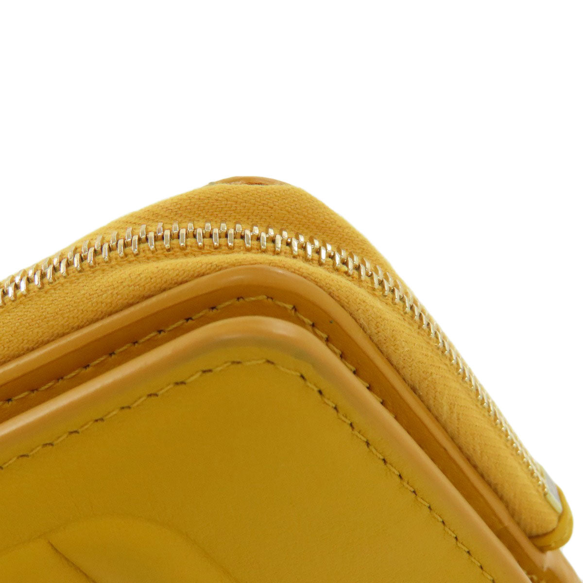 FENDI Bifold Wallet leather yellow FF Cube Women Used Authentic