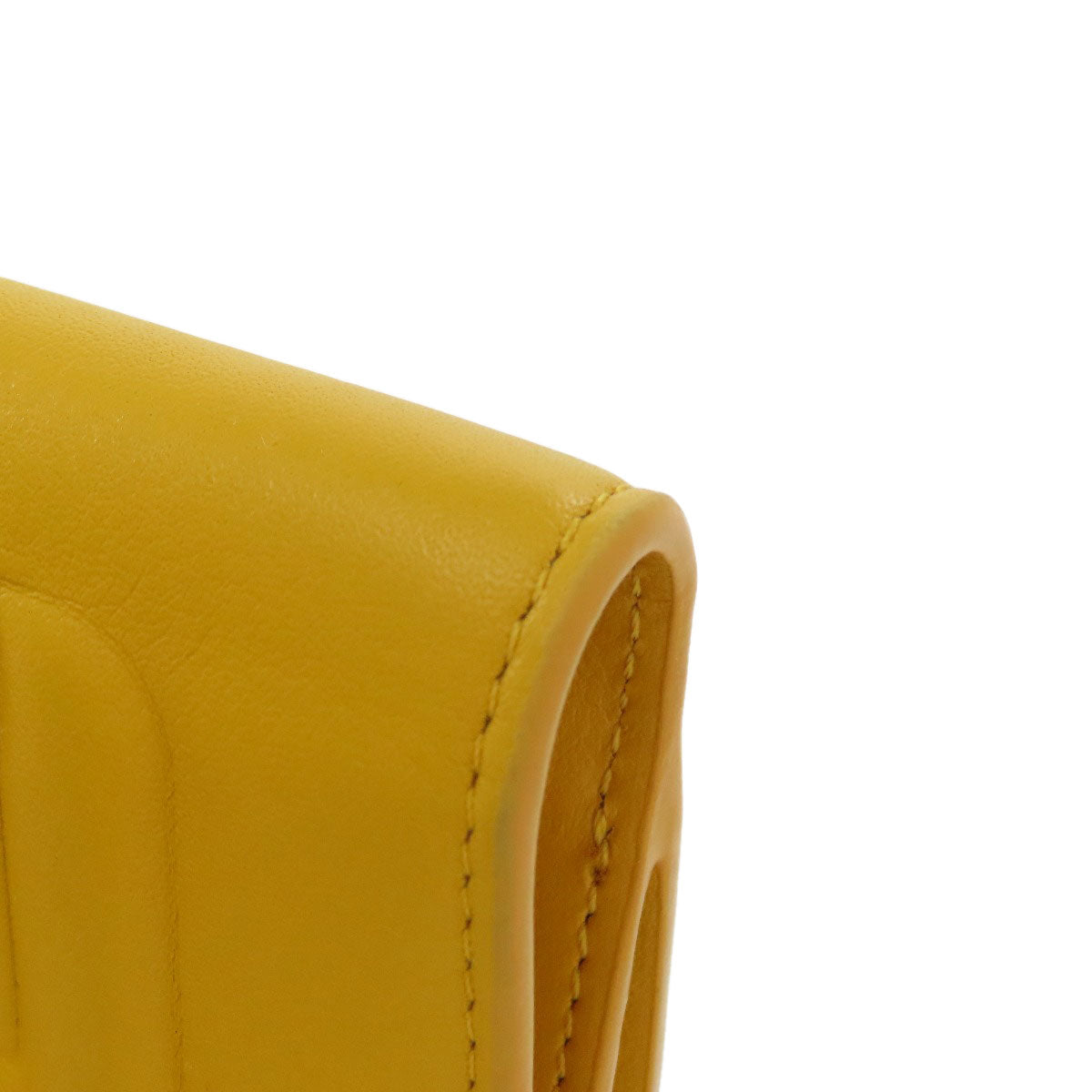 FENDI Bifold Wallet leather yellow FF Cube Women Used Authentic