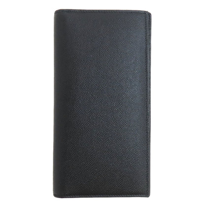 SAINT LAURENT Long Wallet Purse leather black Simple design mens Used Authentic