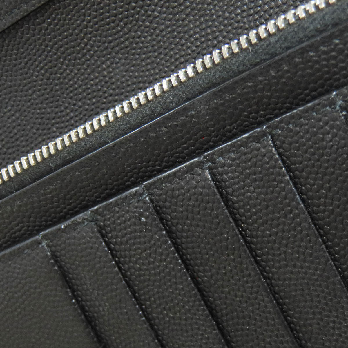 SAINT LAURENT Long Wallet Purse leather black Simple design mens Used Authentic