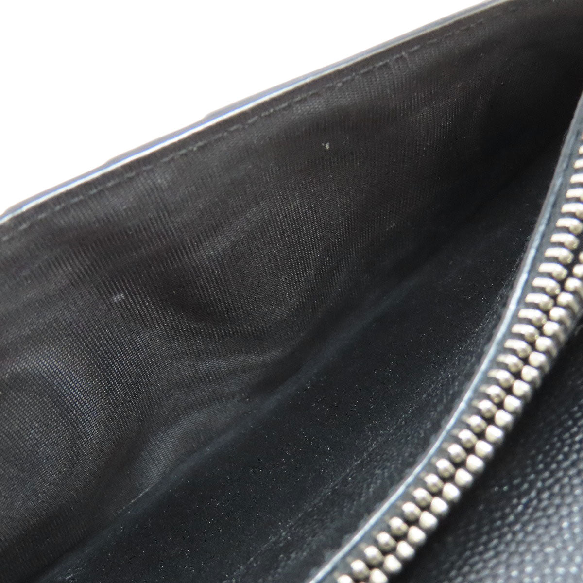 SAINT LAURENT Long Wallet Purse leather black Simple design mens Used Authentic